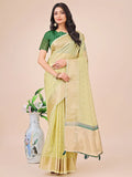 Light Green Organza Saree With Blouse Piece - EZBER