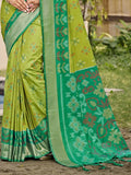 Light Green POORVIKA SILK VOL 2 Pochampalli Silk Saree with Blouse Piece - EZBER