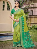 Light Green POORVIKA SILK VOL 2 Pochampalli Silk Saree with Blouse Piece - EZBER