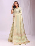 Light Green PORTO Organza Saree with Blouse Piece - EZBER