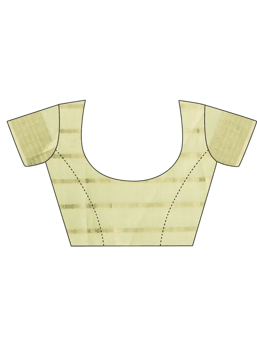 Light Green PORTO Organza Saree with Blouse Piece - EZBER