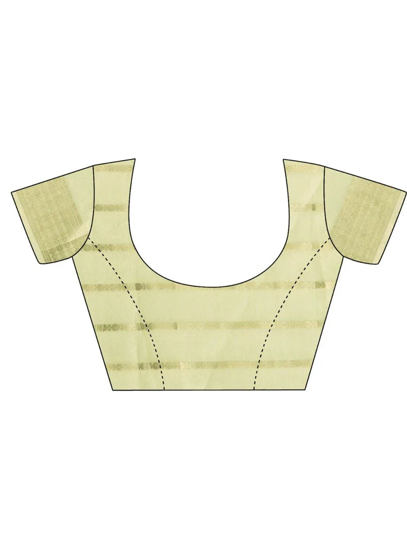 Light Green PORTO Organza Saree with Blouse Piece - EZBER