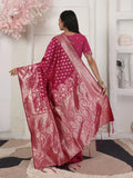 Light Pink Lichi Silk Saree With Blouse Piece - EZBER