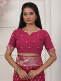 Light Pink Lichi Silk Saree With Blouse Piece - EZBER