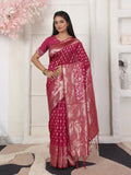 Light Pink Lichi Silk Saree With Blouse Piece - EZBER