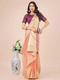 Light Pink Organza Saree With Blouse Piece - EZBER