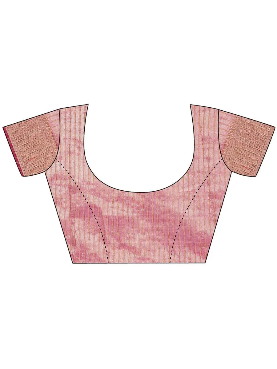 Light Pink Organza Saree With Blouse Piece - EZBER