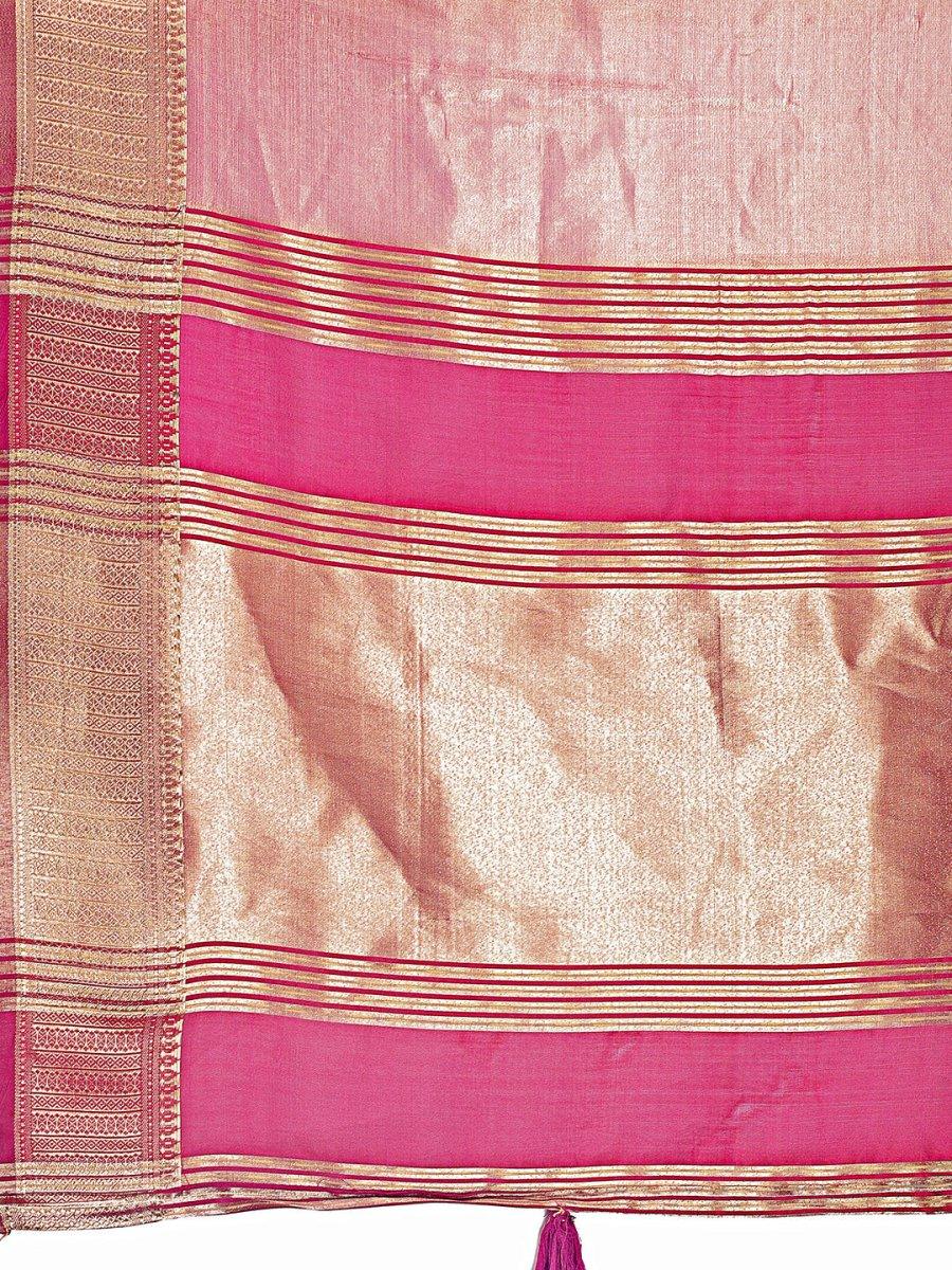 Light Pink Organza Saree With Blouse Piece - EZBER