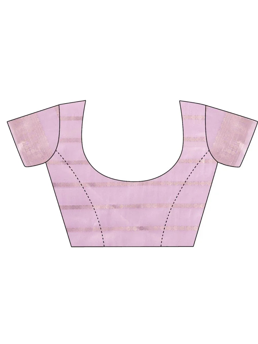 Light Pink PORTO Organza Saree with Blouse Piece - EZBER