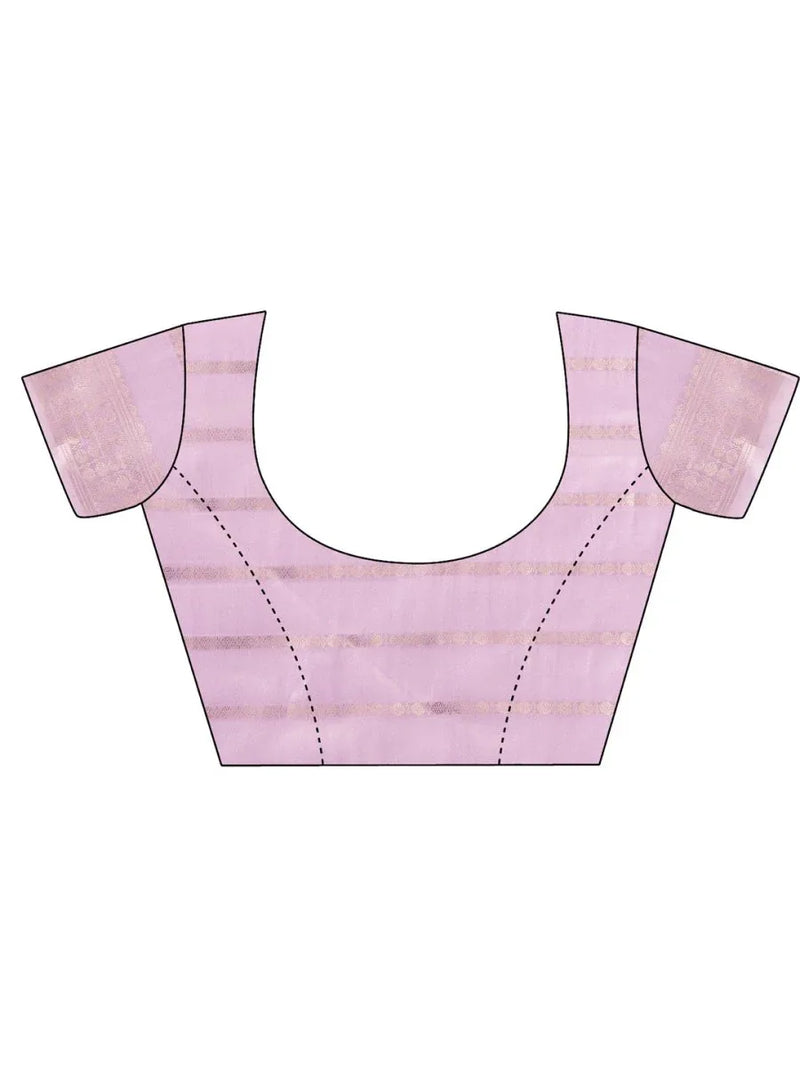 Light Pink PORTO Organza Saree with Blouse Piece - EZBER