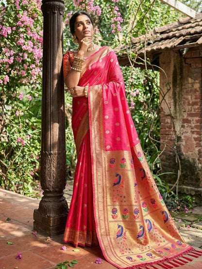 Light Pink Silk Blend Handloom Saree | EZB SI04 SUPAR1002 - EZBER