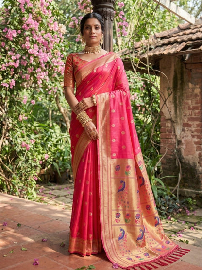 Light Pink Silk Blend Handloom Saree | EZB SI04 SUPAR1002 - EZBER