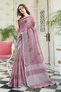 Lily Purple Linen Blend Saree - EZBER