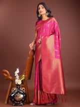 Magenta Banarasi Silk Brocade Saree | EZB SI04 ASPAL2006