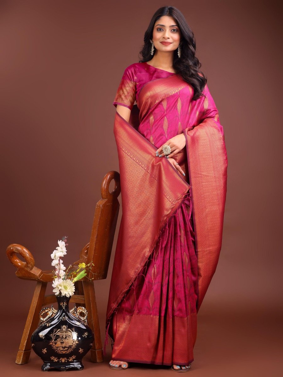 Magenta Banarasi Silk Brocade Saree | EZB SI04 ASPAL2006 - EZBER