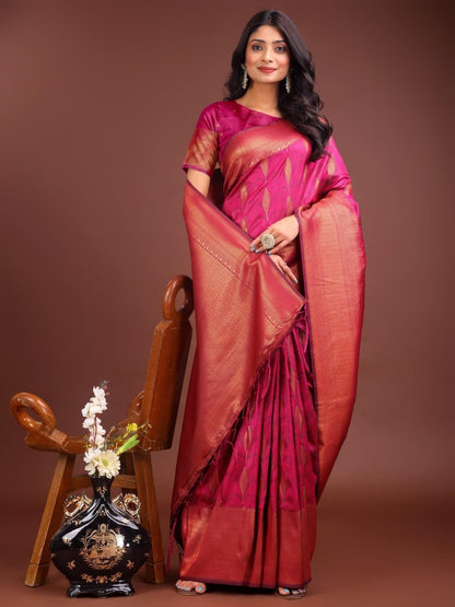 Magenta Banarasi Silk Brocade Saree | EZB SI04 ASPAL2006 - EZBER