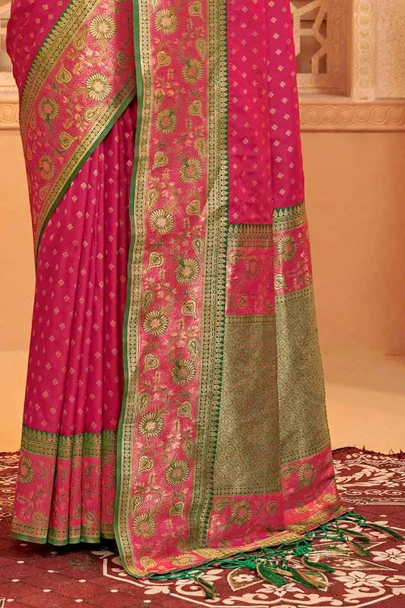 Magenta Silk Brocade Saree | EZB SI04 BWAFR5015