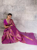Magenta Kanjivaram Silk Blend Brocade Saree | EZB SI04 SUPRS1006 - EZBER