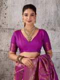 Magenta Kanjivaram Silk Blend Brocade Saree | EZB SI04 SUPRS1006 - EZBER