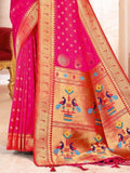 Magenta Paithani Silk Saree With Blouse Piece - EZBER