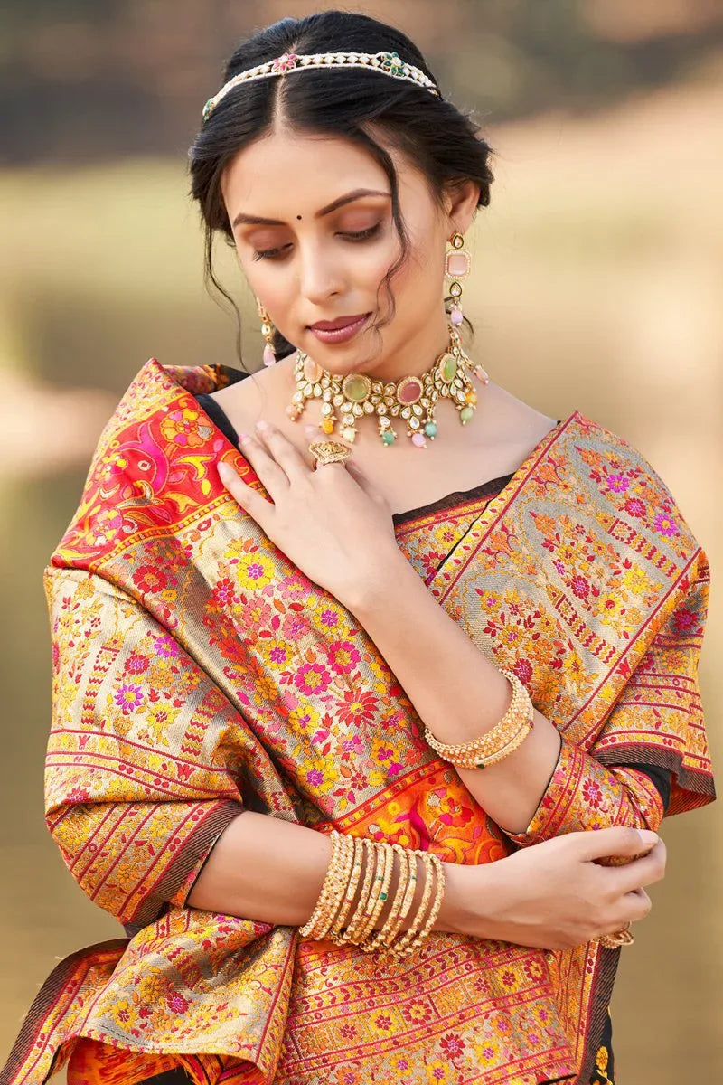 Magenta Pink Kalamkari Saree - EZBER