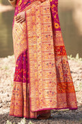 Magenta Pink Kalamkari Saree - EZBER