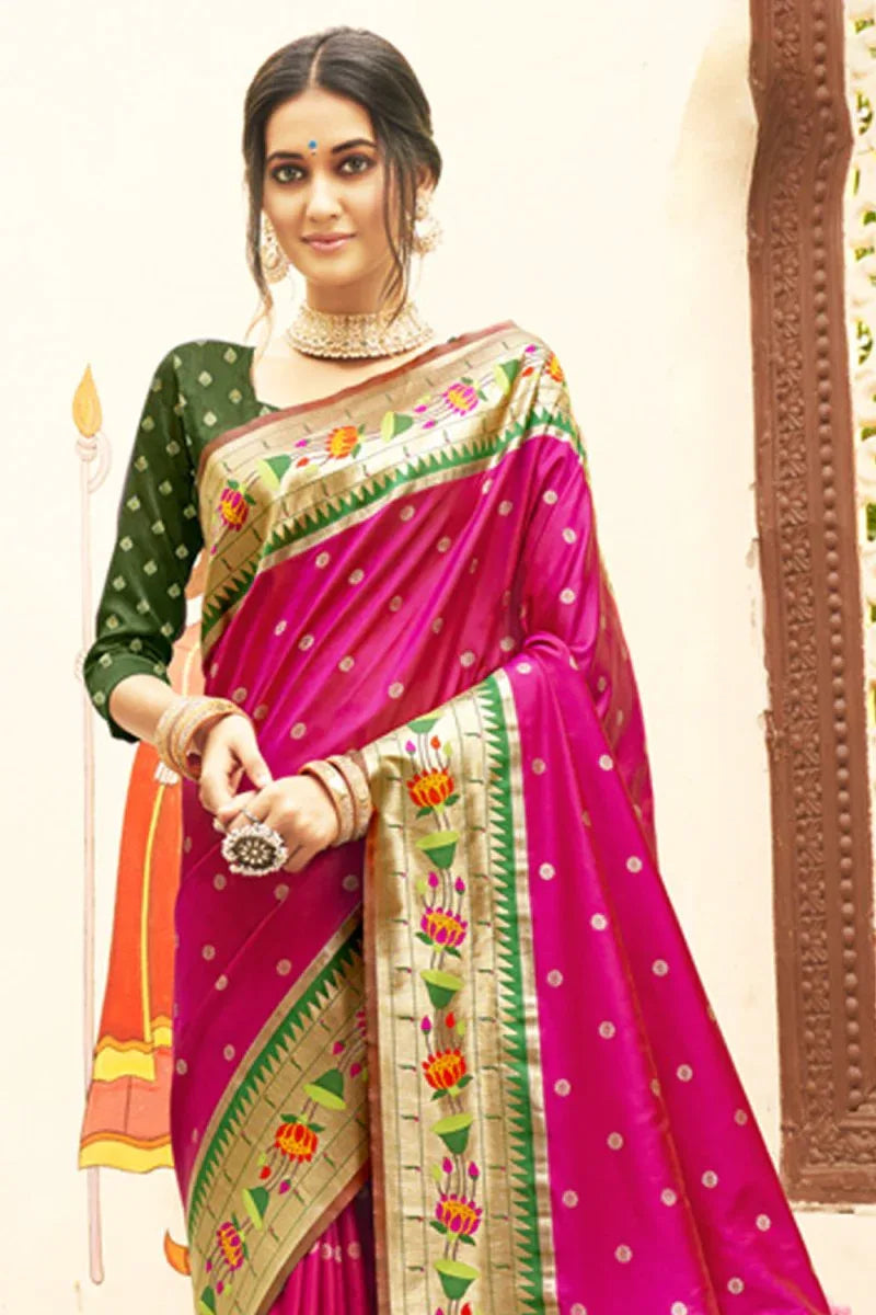 Magenta Pink Paithani Saree - EZBER