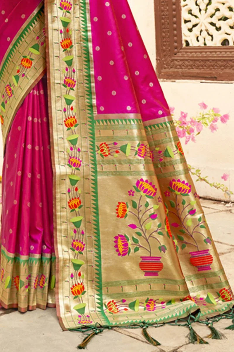 Magenta Pink Paithani Saree - EZBER