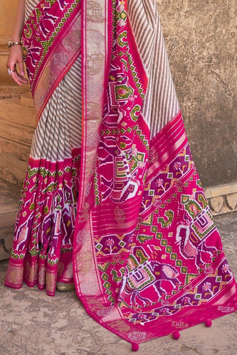 Magenta Pink Patola Saree - EZBER