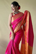 Magenta Pink Patola Saree - EZBER