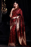 Mahogany Maroon Banarasi Saree - EZBER