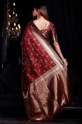 Mahogany Maroon Banarasi Saree - EZBER