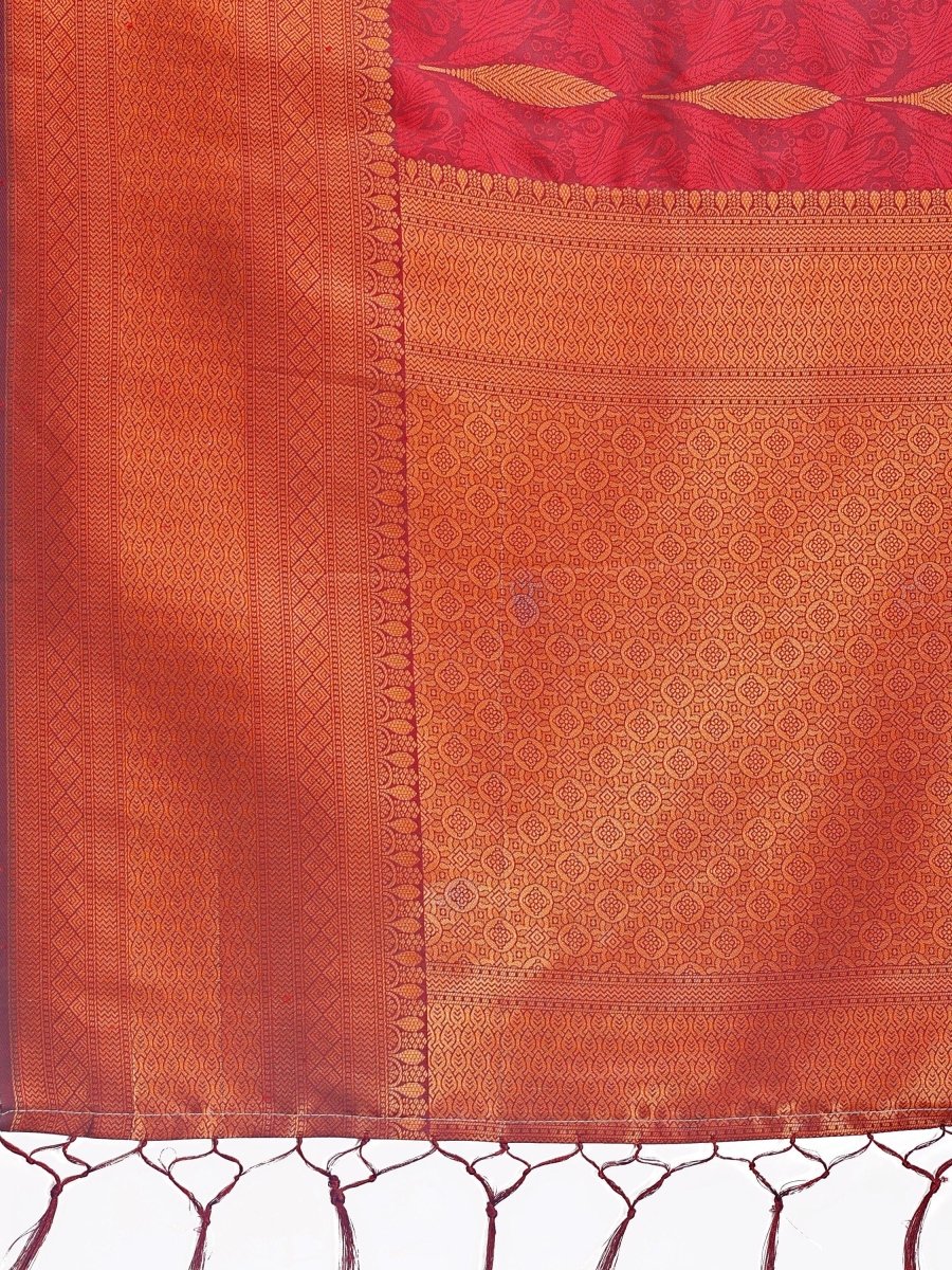 Maroon Banarasi Silk Brocade Saree | EZB SI04 ASPAL2003 - EZBER