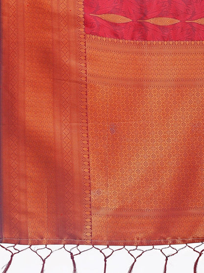 Maroon Banarasi Silk Brocade Saree | EZB SI04 ASPAL2003 - EZBER