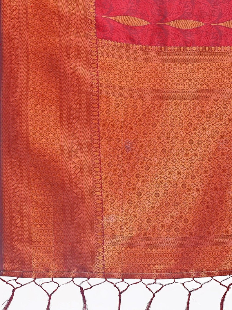 Maroon Banarasi Silk Brocade Saree | EZB SI04 ASPAL2003 - EZBER