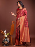 Maroon Banarasi Silk Brocade Saree | EZB SI04 ASPAL2003