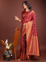 Maroon Banarasi Silk Brocade Saree | EZB SI04 ASPAL2003