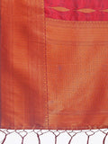 Maroon Banarasi silk Saree With Blouse Piece - EZBER