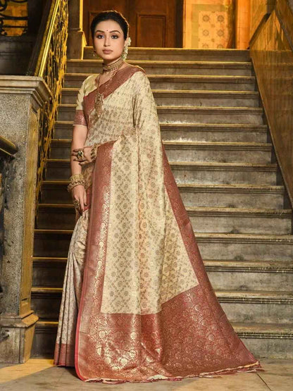 Maroon Banarasi Silk Brocade Saree | EZB SI04 ASRAJ1001