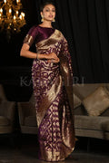 Maroon Banarasi Silk Saree With Blouse Piece - EZBER