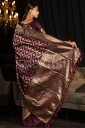 Maroon Banarasi Silk Saree With Blouse Piece - EZBER