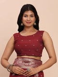 Maroon Banarasi silk Saree With Blouse Piece - EZBER
