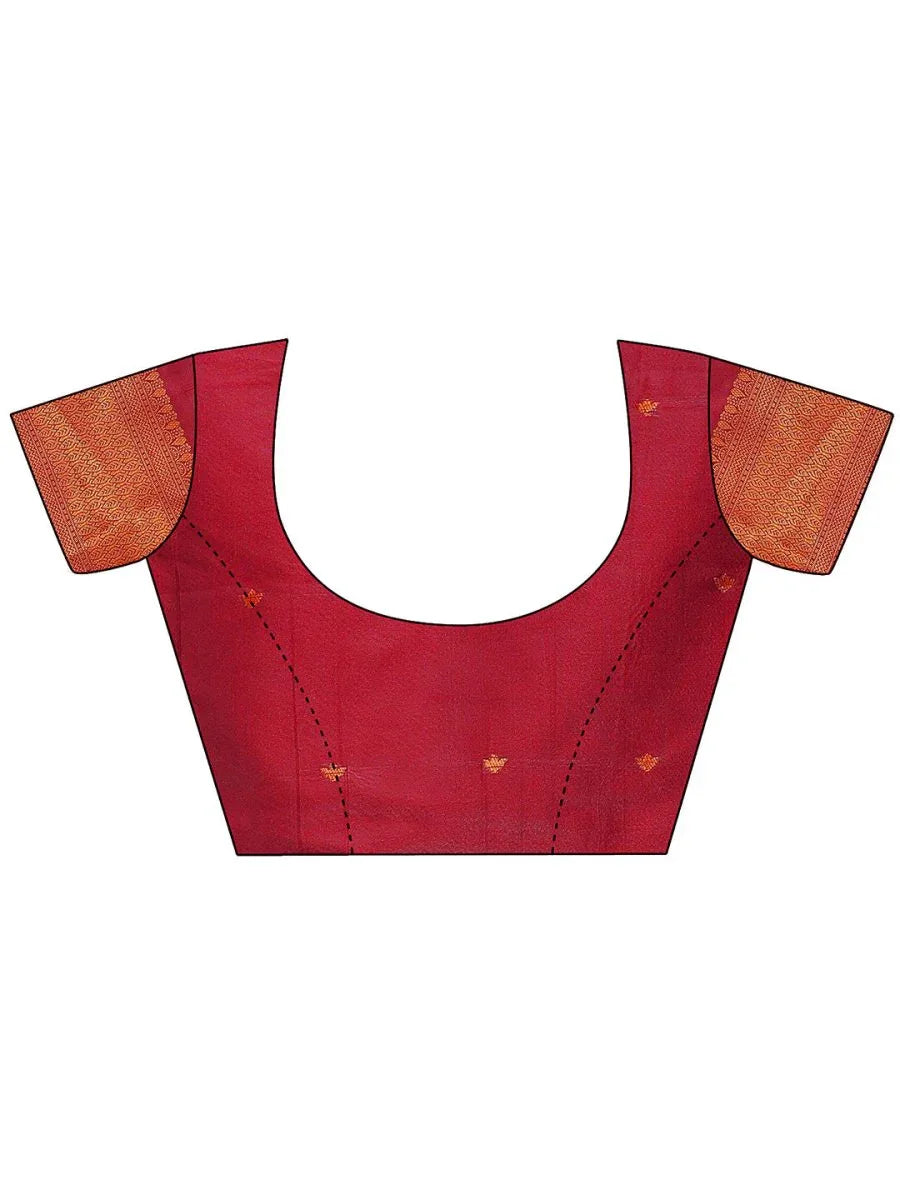 Maroon Banarasi silk Saree With Blouse Piece - EZBER