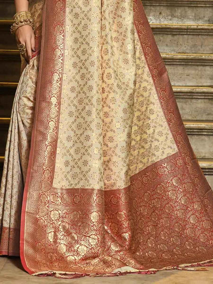 Maroon Banarasi Silk Brocade Saree | EZB SI04 ASRAJ1001