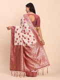 Maroon Linen Cotton Saree With Blouse Piece - EZBER