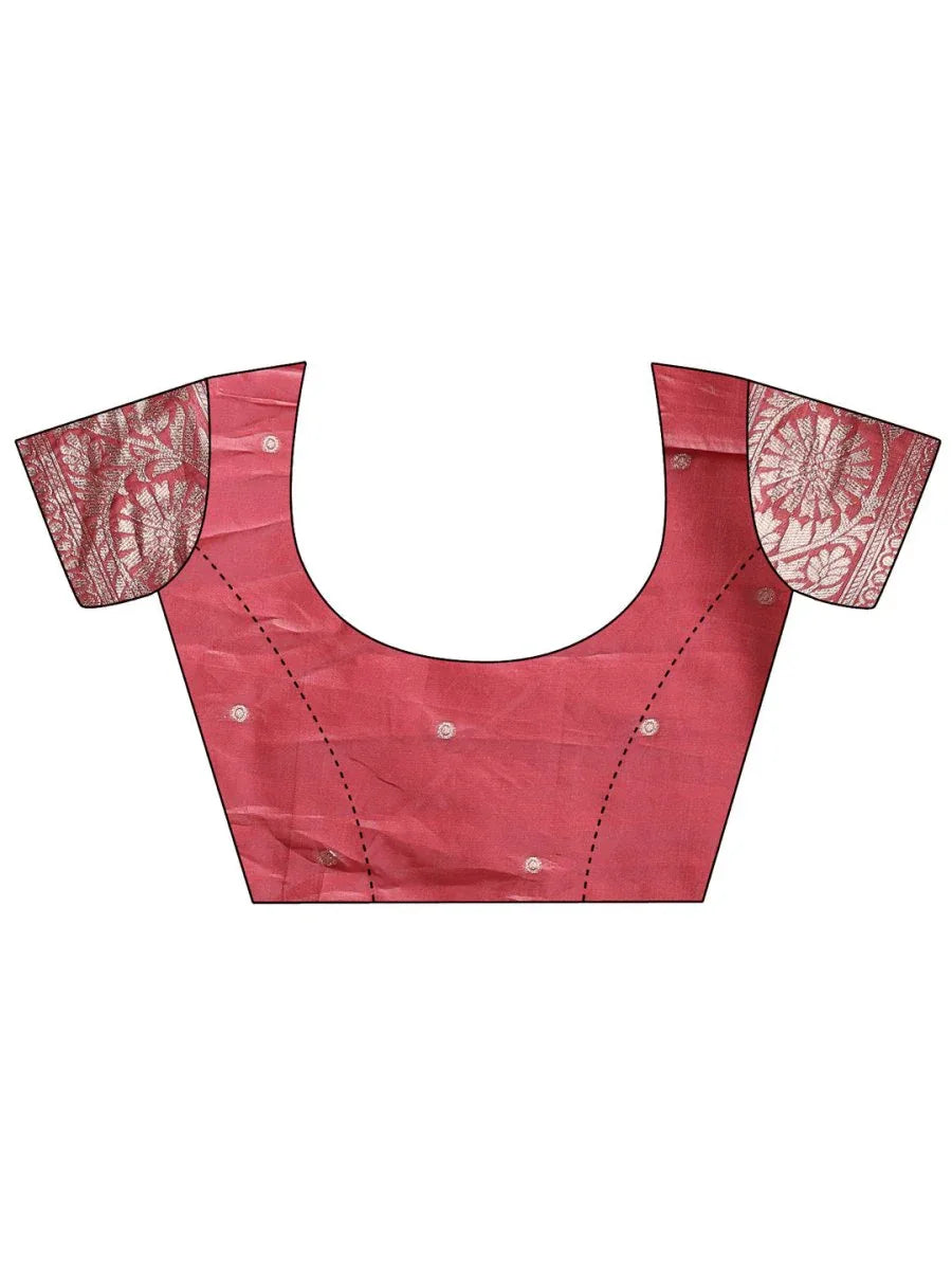 Maroon Linen Cotton Saree With Blouse Piece - EZBER