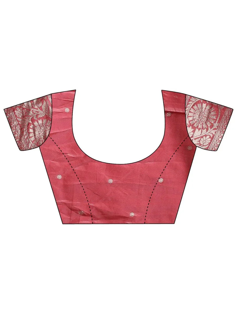 Maroon Linen Cotton Saree With Blouse Piece - EZBER