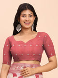 Maroon Linen Cotton Saree With Blouse Piece - EZBER