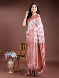 Maroon Linen Cotton Saree With Blouse Piece - EZBER