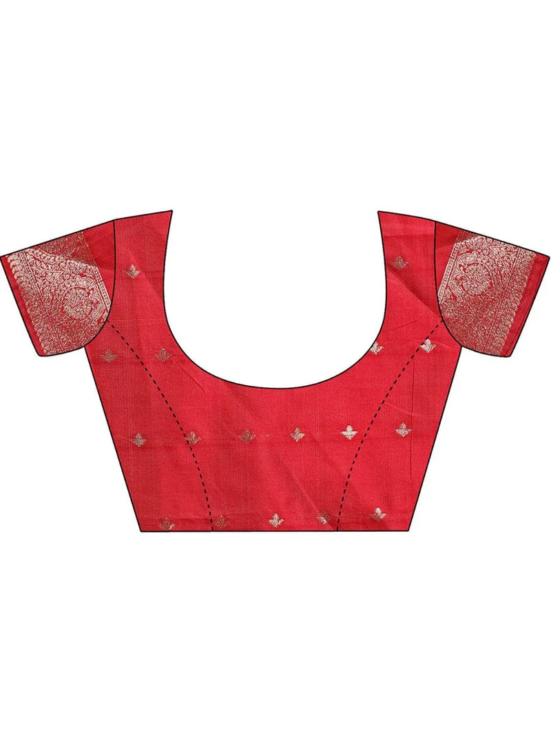 Maroon Linen Cotton Saree With Blouse Piece - EZBER